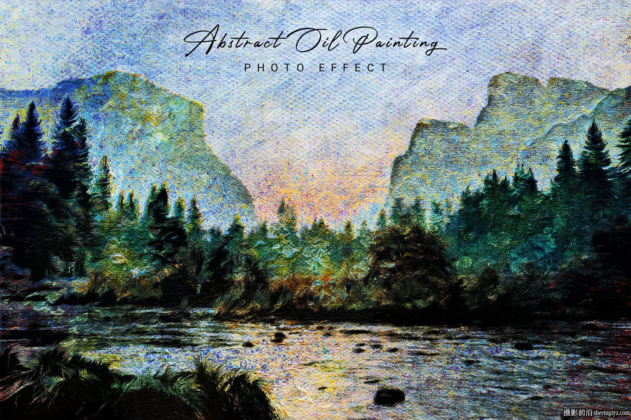 抽象油画照片效果智能模板 Abstract Oil Painting Photo Effect