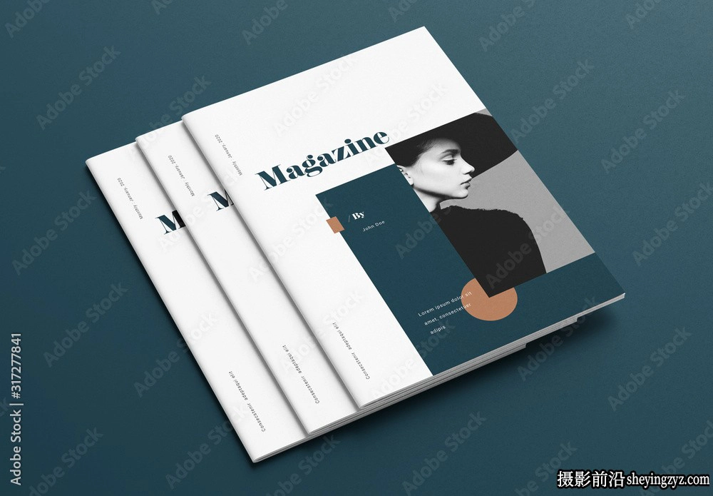 深绿色和棕色的创意杂志布局InDesign模板
