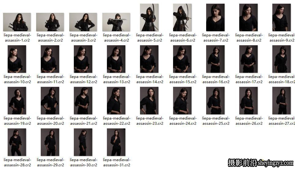 动作电影美女人像RAW格式原图，后期练习原图素材31张