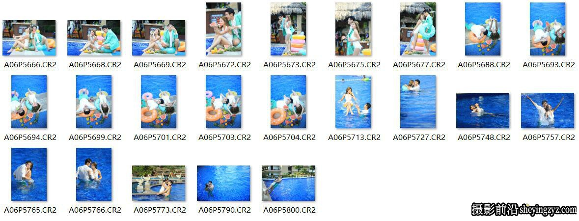 泳池情侣写真人像摄影RAW格式原图,修图练习RAW素材23张