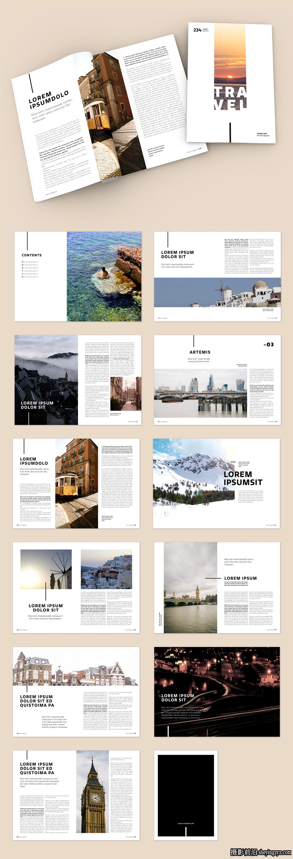 带有粗体文字的杂志布局InDesign模板