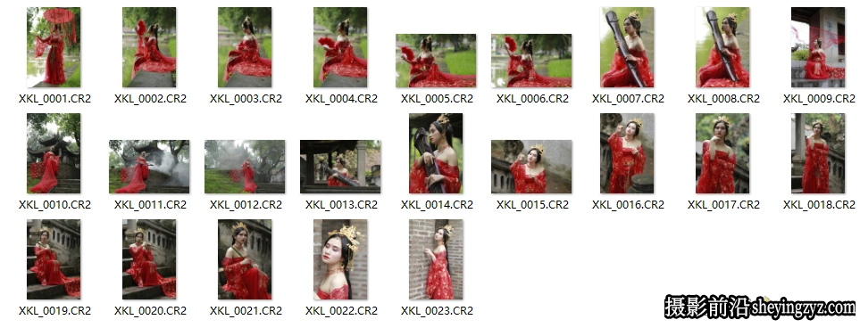 古筝唐华服美女人像RAW格式原图,后期练习RAW素材23张