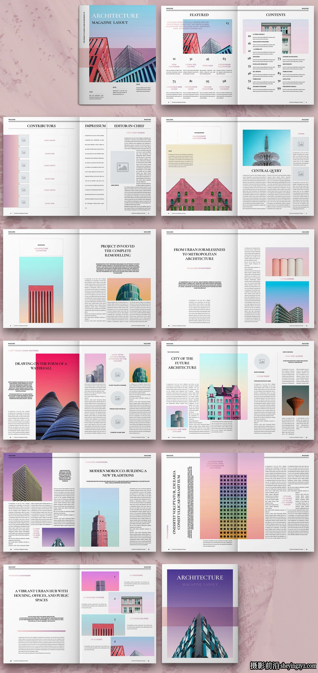 建筑杂志版式设计排版布局InDesign模板