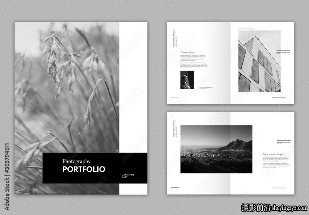 黑白杂志手册组合排版布局InDesign模板