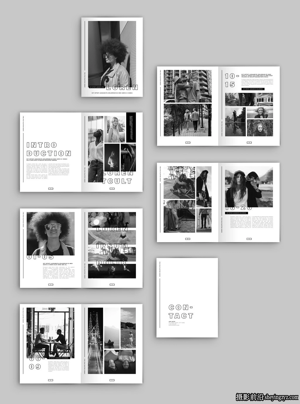多功能黑白组合手册布局InDesign模板