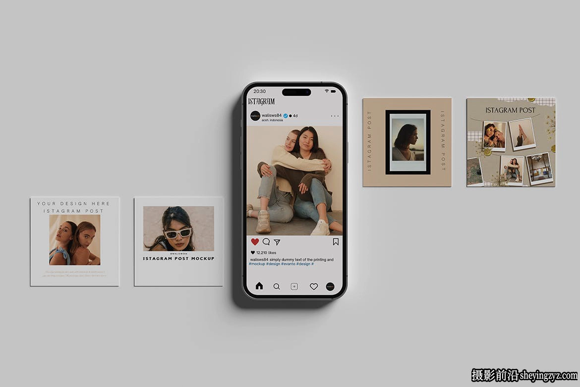 Instagram帖子样机,设备样机,社交帖子样机
