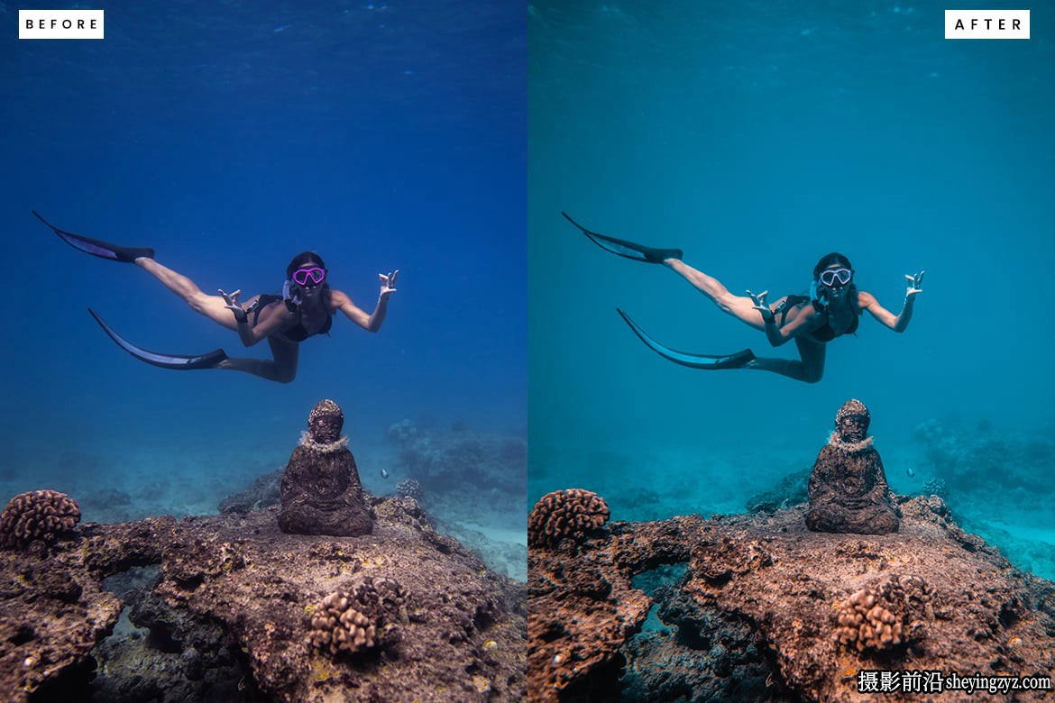 水下摄影蓝调lr预设ACR调色滤镜 Deep Ocean Blue Lightroom Presets