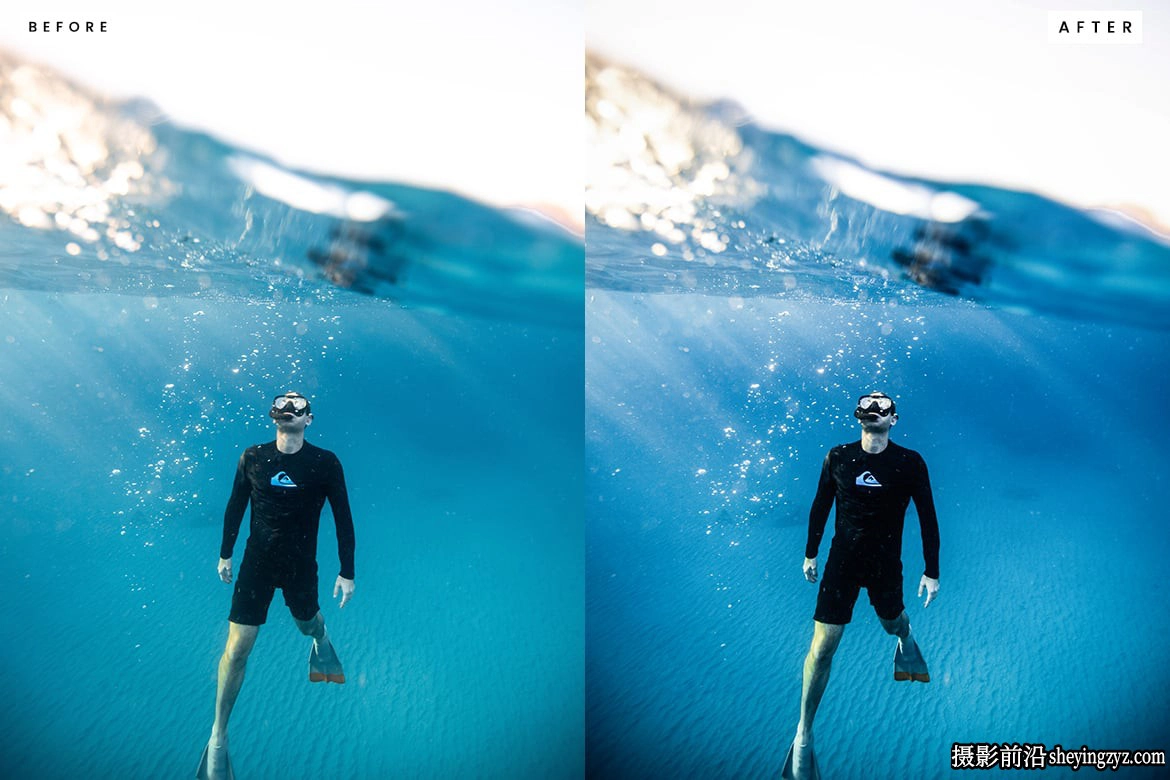 水下摄影蓝调lr预设ACR调色滤镜 Deep Ocean Blue Lightroom Presets