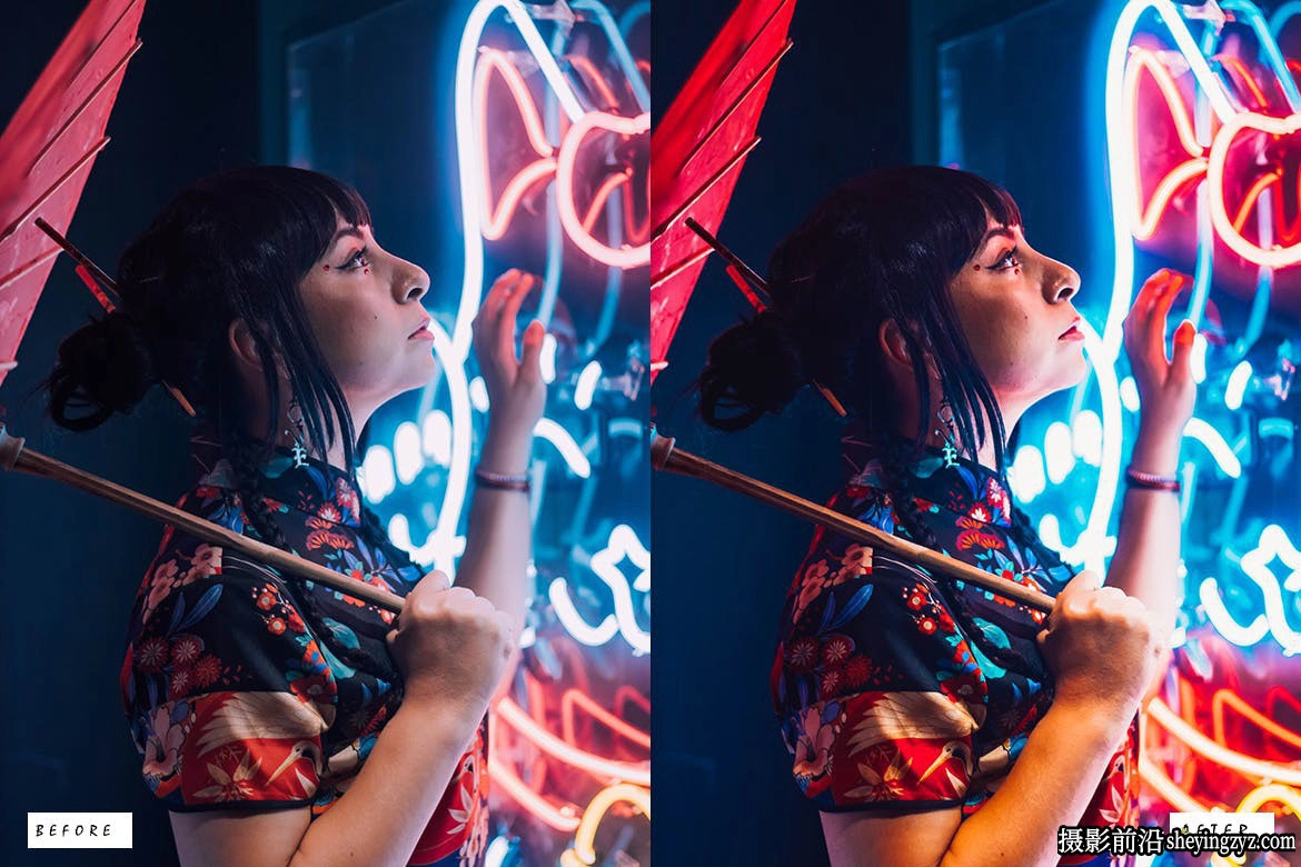 霓虹夜景弱光人像调色LR预设PS预设Neon Lights Lightroom Presets