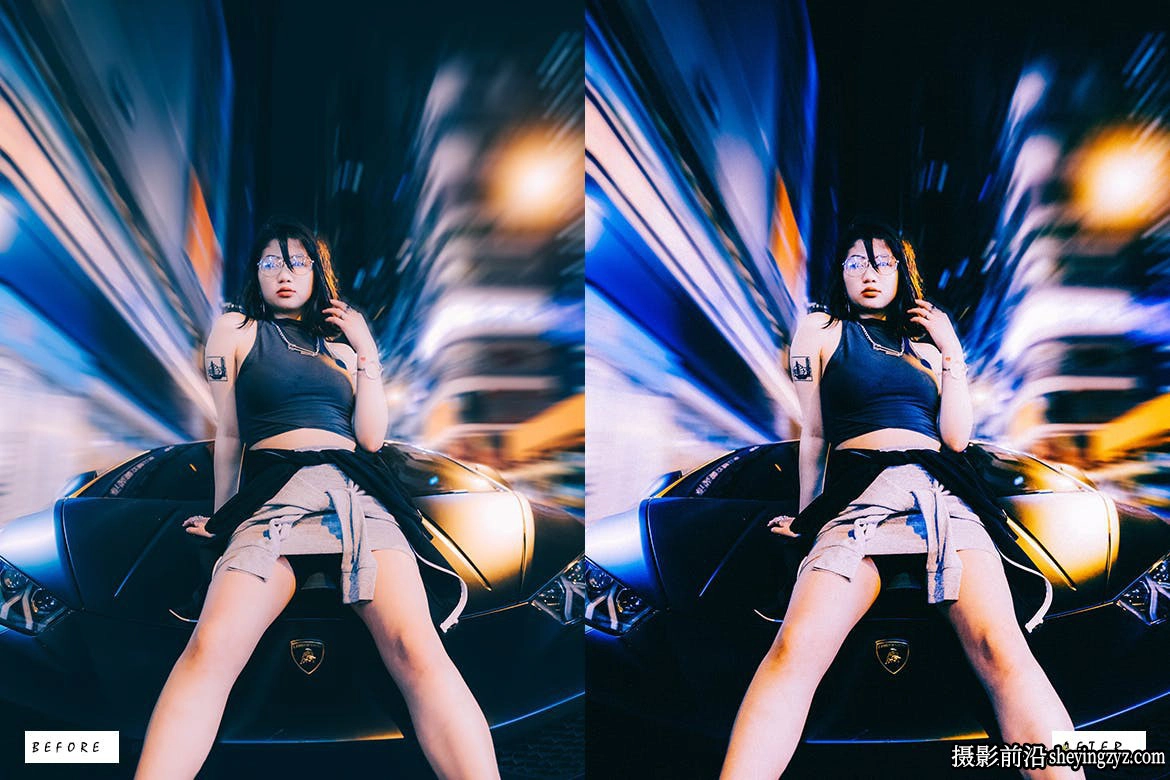 霓虹夜景弱光人像调色LR预设PS预设Neon Lights Lightroom Presets