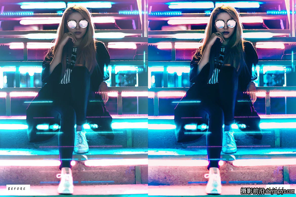 霓虹夜景弱光人像调色LR预设PS预设Neon Lights Lightroom Presets