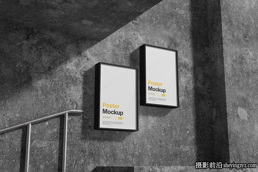 街头灯箱海报样机,产品样机,海报样机