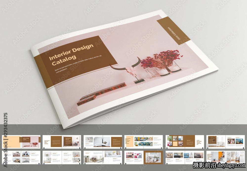 带有棕色装饰的产品目录布局InDesign模板