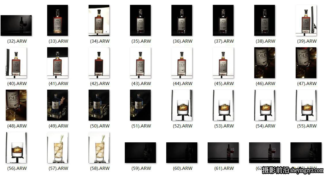 高端酒类产品摄影RAW原图,产品修图练习RAW素材32张