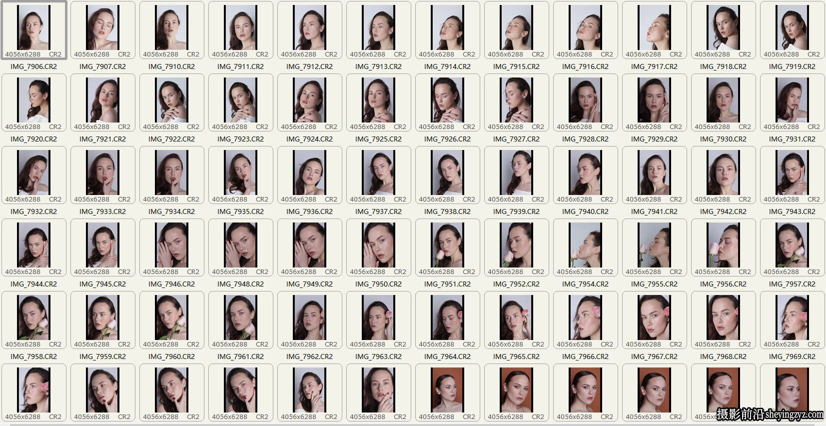 外模人像面部美容摄影RAW原图，修图练习RAW素材72张