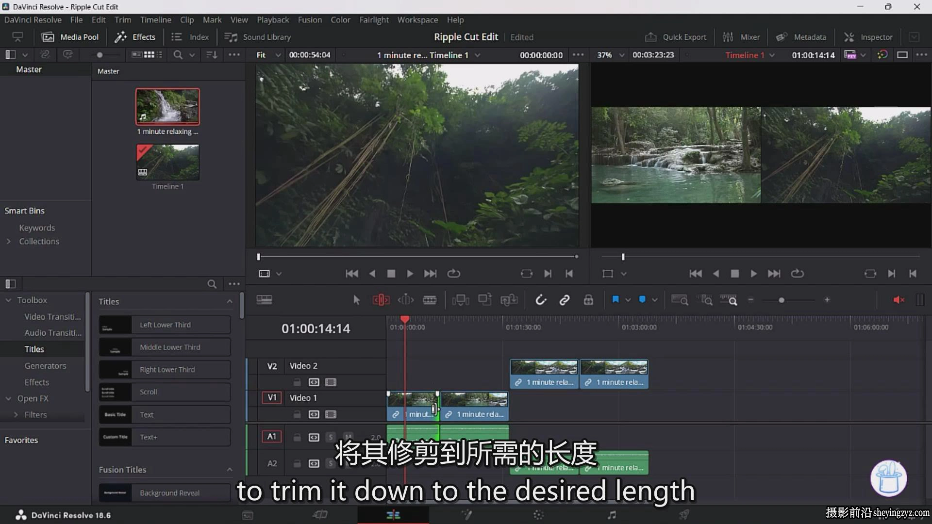 Davinci Resolve 训练营：完整的初学者剪辑调色指南教程-中英字幕