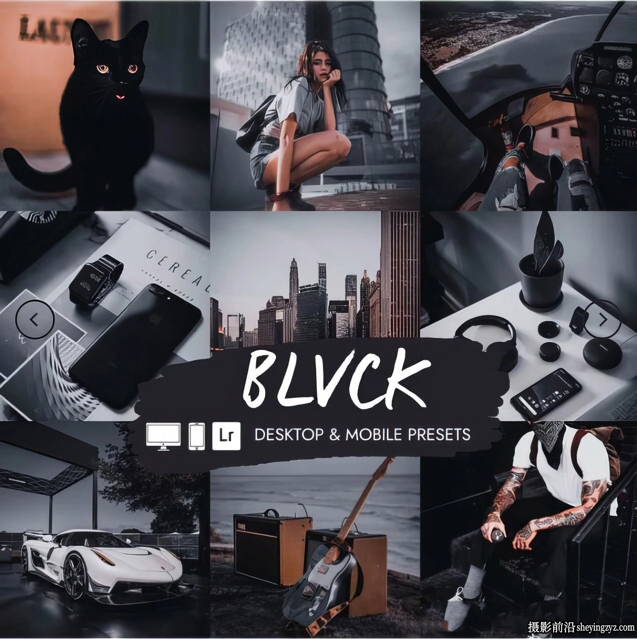 黑暗情绪质感城市街拍人像调色LR预设ACR预设 H&amp;V Presets -Black