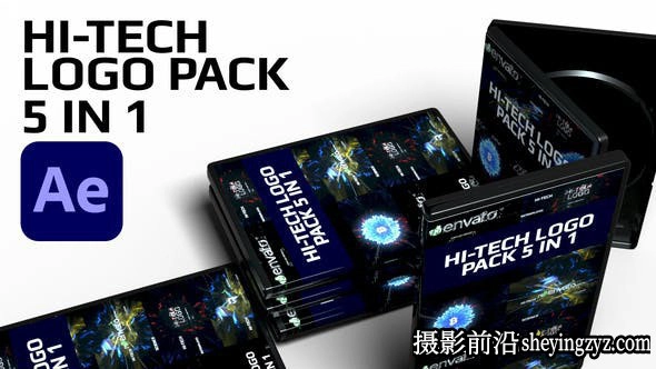 AE模板-HUD高科技Logo动画 Hi Tech Logo Pack – 5 In 1