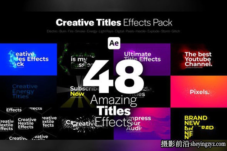 AE模板-48组文字标题动画模板 Creative Titles Effects Pack