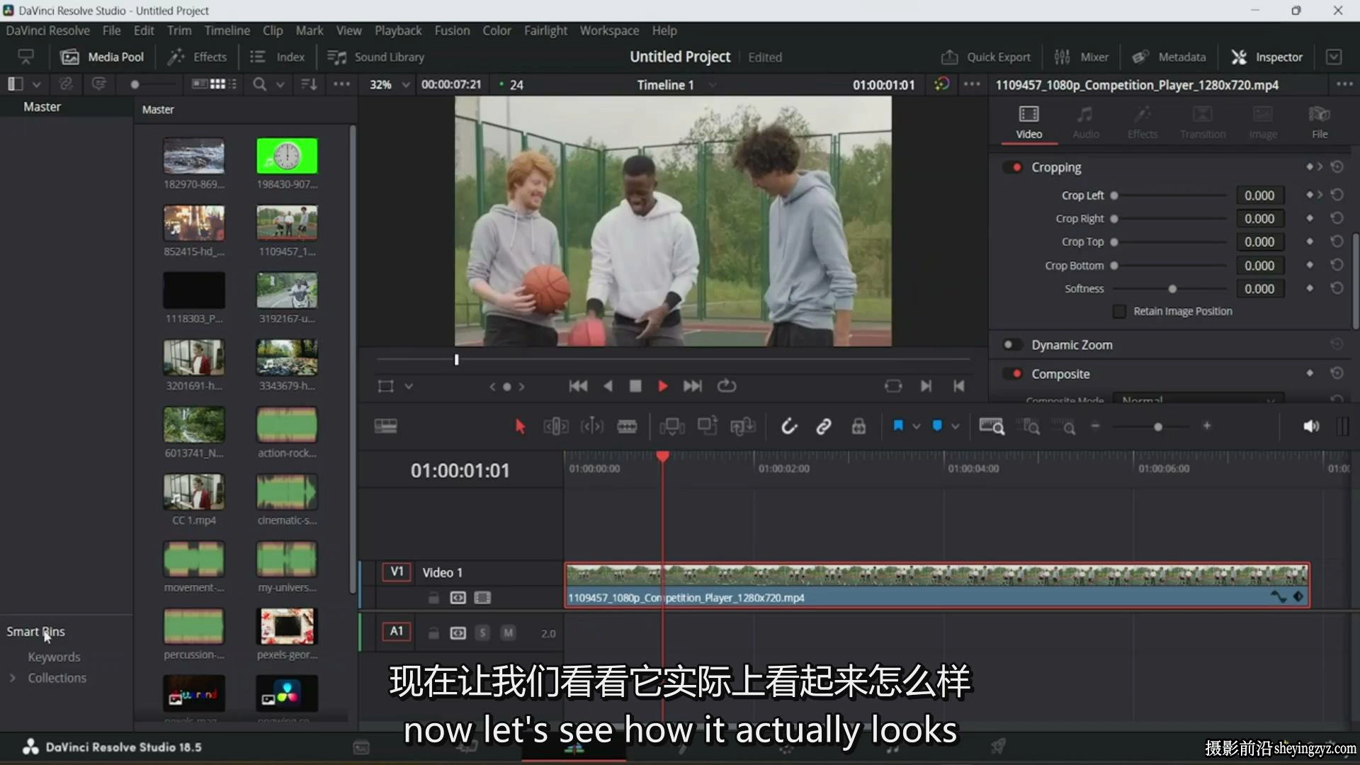 DaVinci Resolve 达芬奇初学者到电影制作人视频剪辑课程-中英字幕