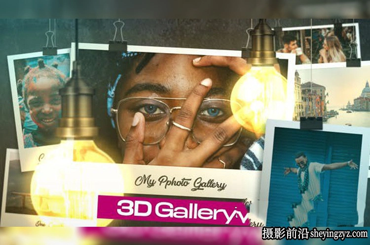 AE模板-3D悬挂相册片头模板 3D Photo Slideshow