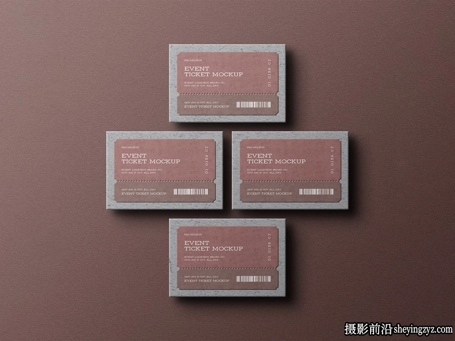 极简主义活动门票文具样机套装
