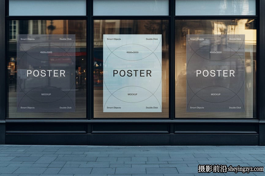 橱窗海报样机,海报展示样机