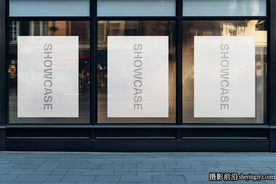 橱窗海报样机,海报展示样机