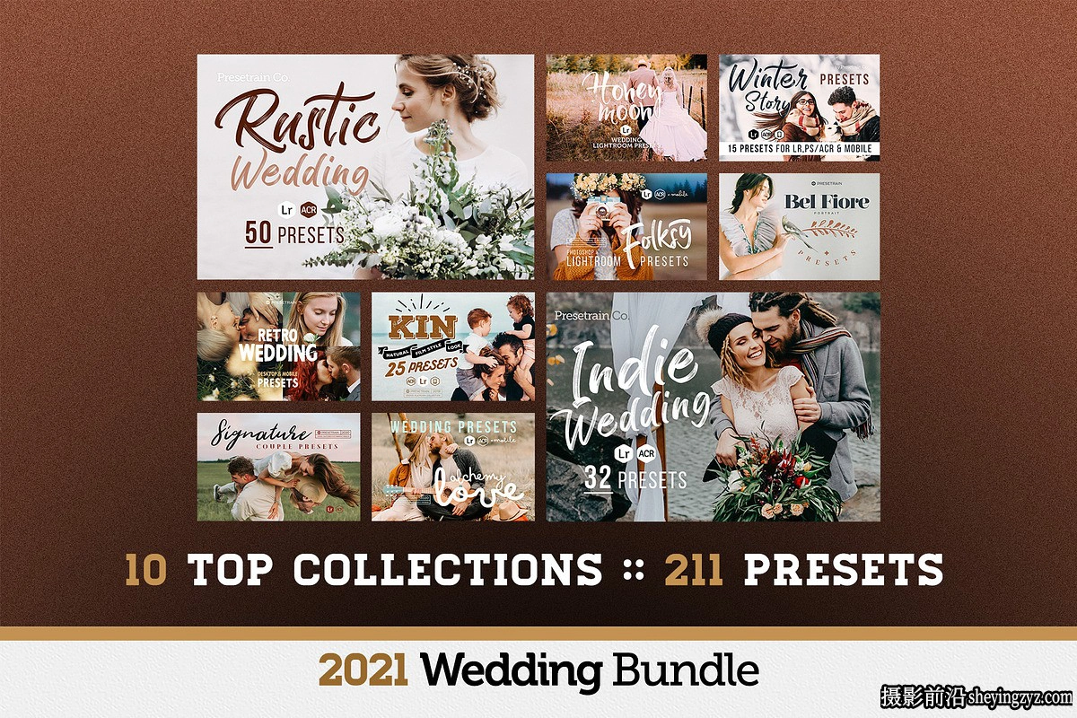 电影婚礼婚纱LR预设及手机lr预设PS动作合集200+ Wedding Presets Bundle