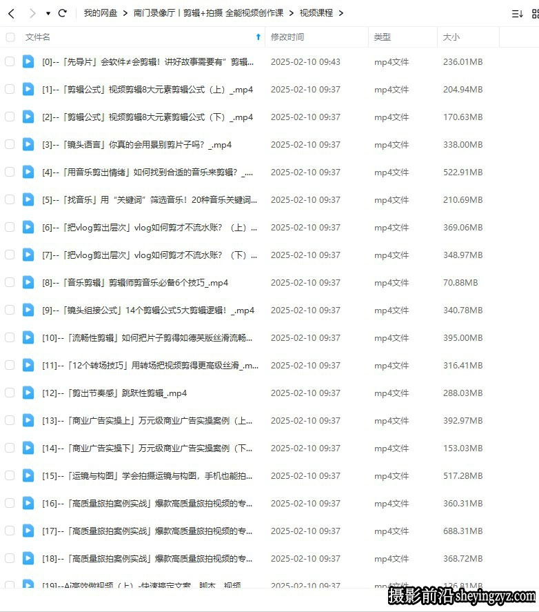 南门录像厅2024视频剪辑+视频拍摄全能视频进阶创作课完整教程