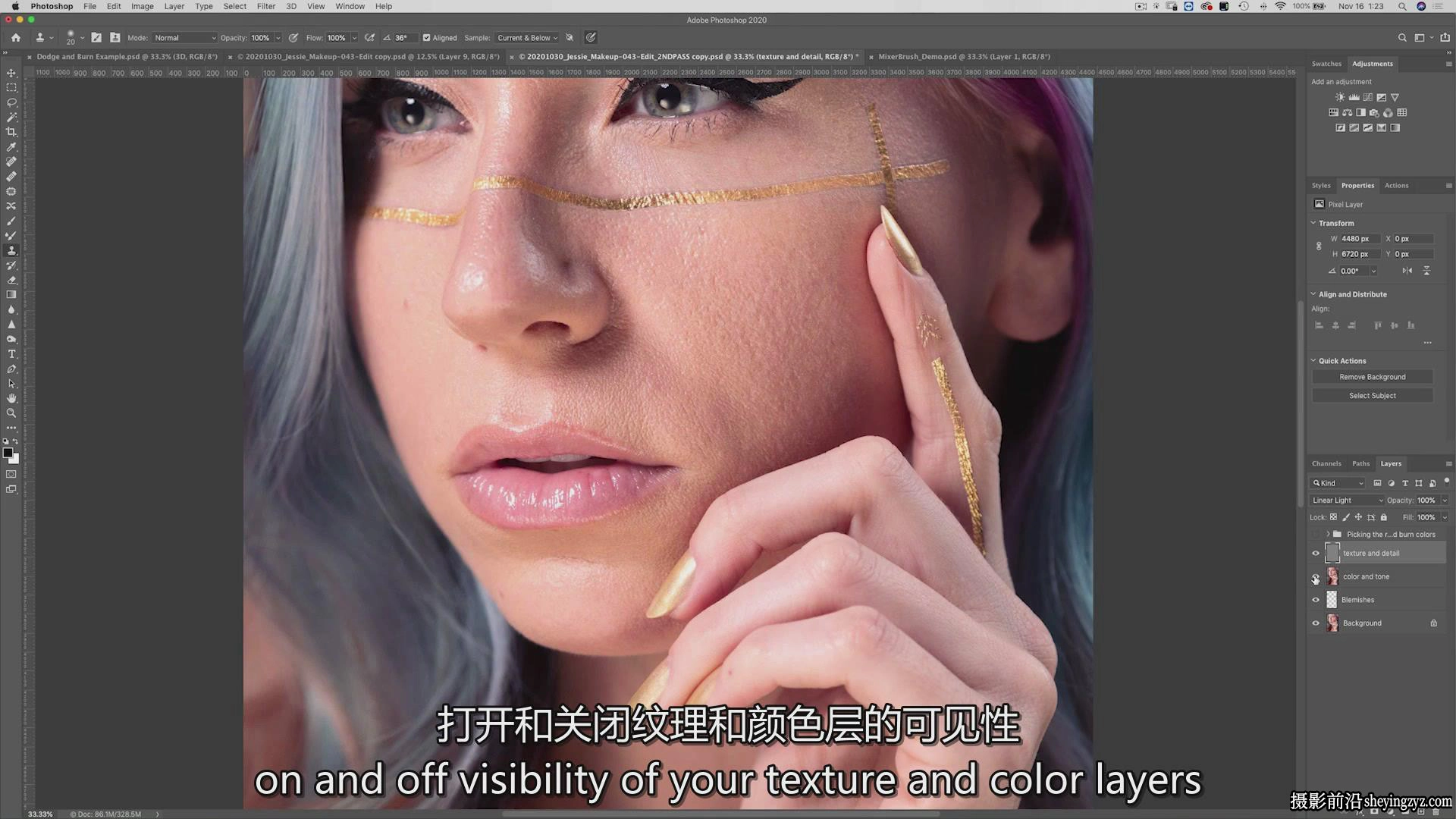 KelbyOne -Kristina Sherk 在Photoshop中的高端皮肤修饰-中英字幕