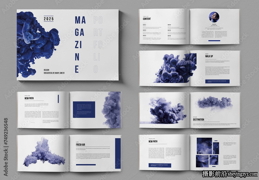 横向杂志版面设计布局InDesign模板
