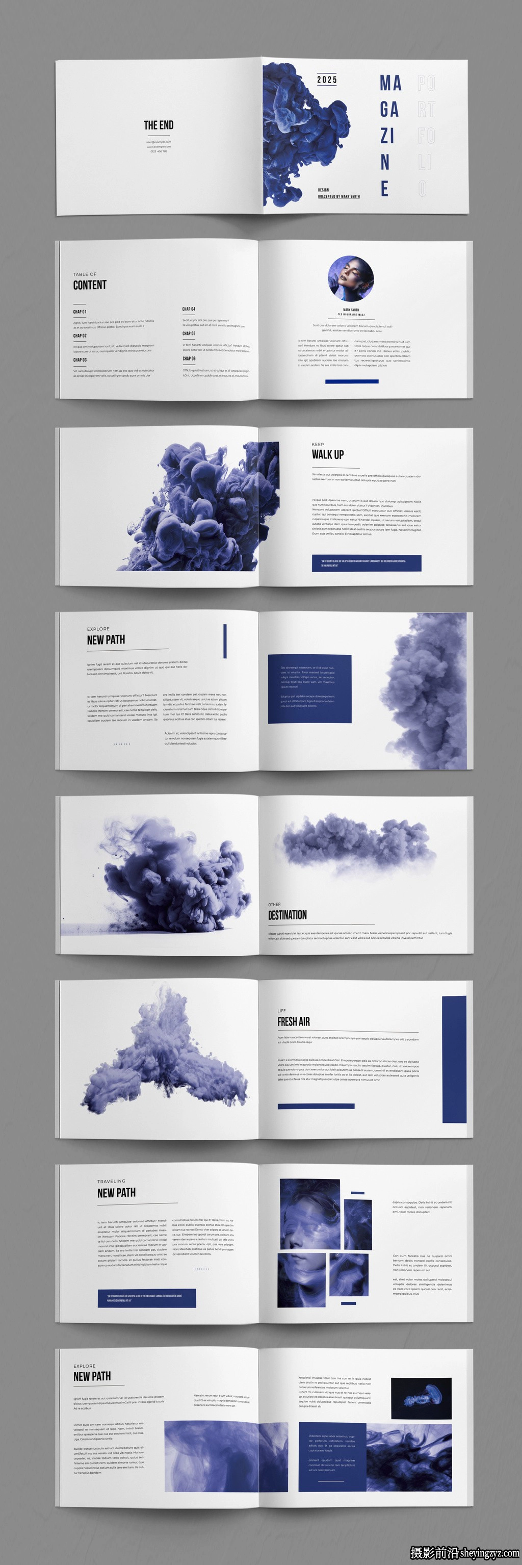 横向杂志版面设计布局InDesign模板