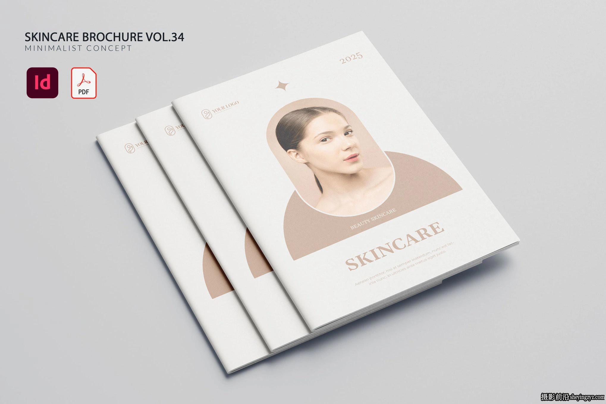美容护肤手册排版布局InDesign模板  Vol.34