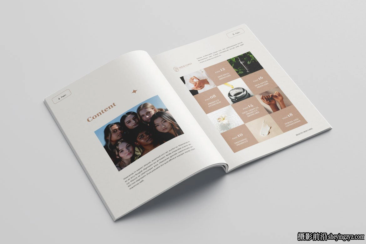 美容护肤手册排版布局InDesign模板  Vol.34