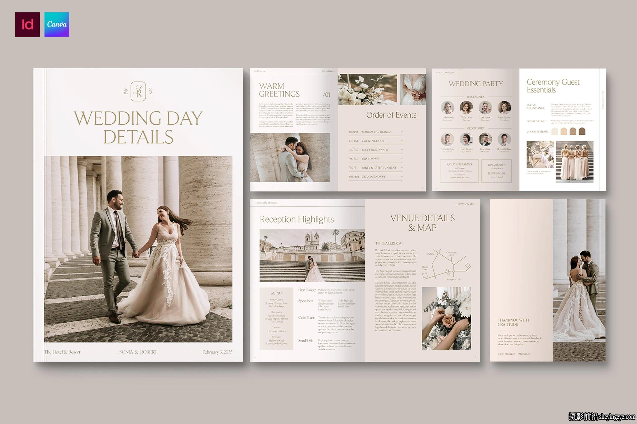 婚礼计划策划指南模板InDesign模板