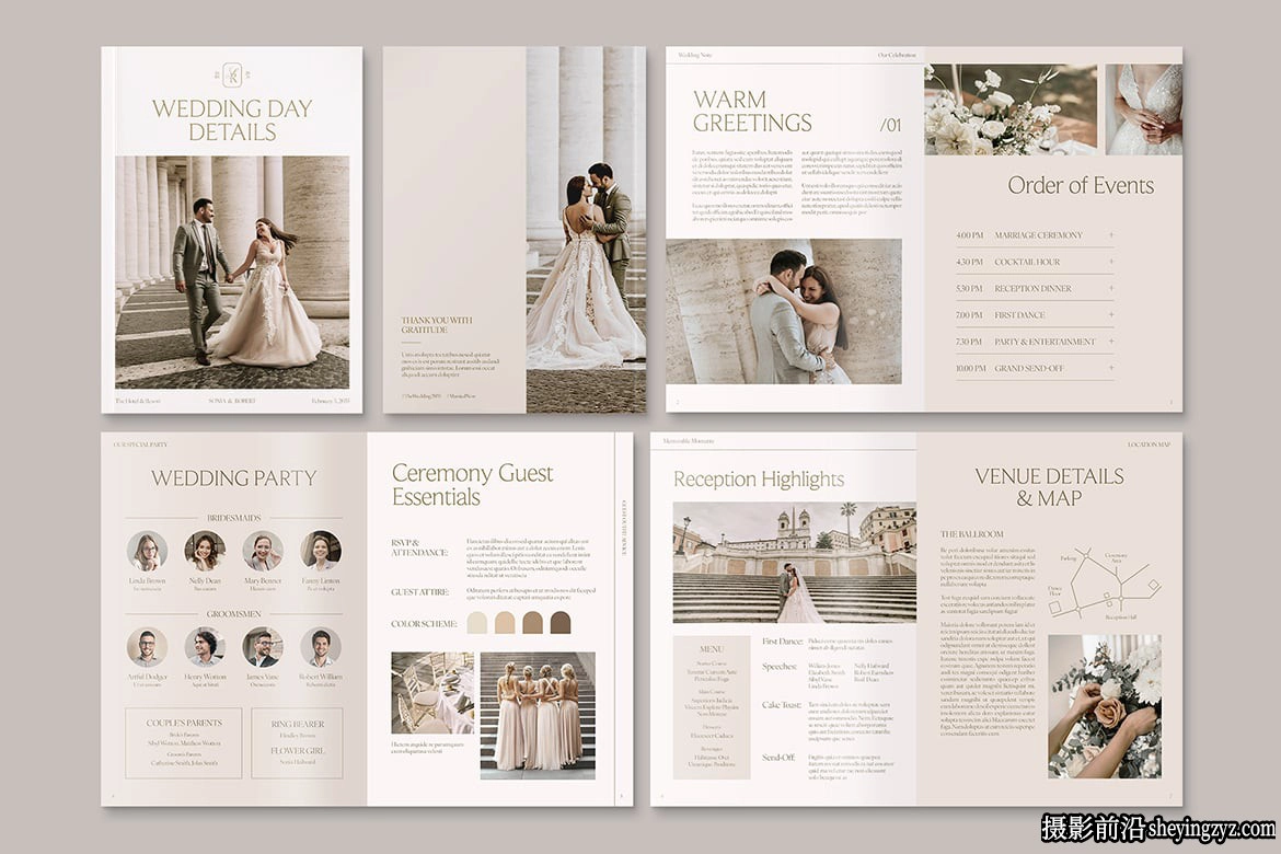 婚礼计划策划指南模板InDesign模板