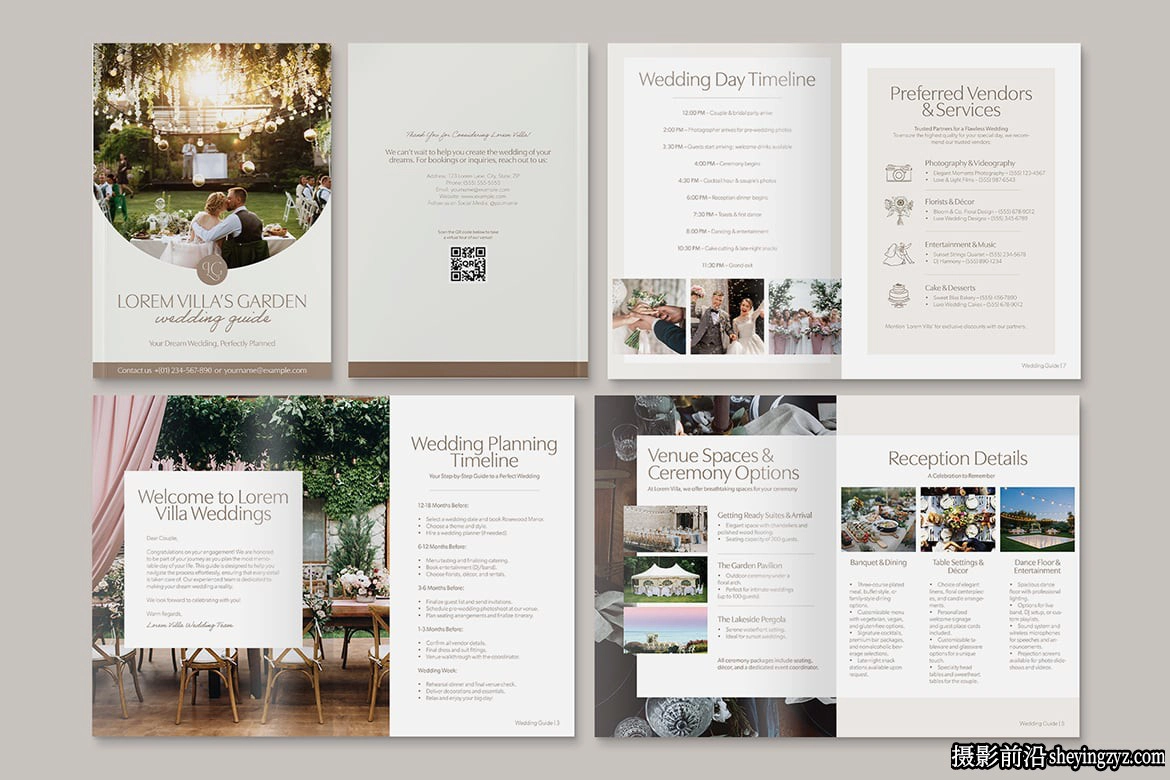 婚礼指南婚礼接待场所InDesign模板