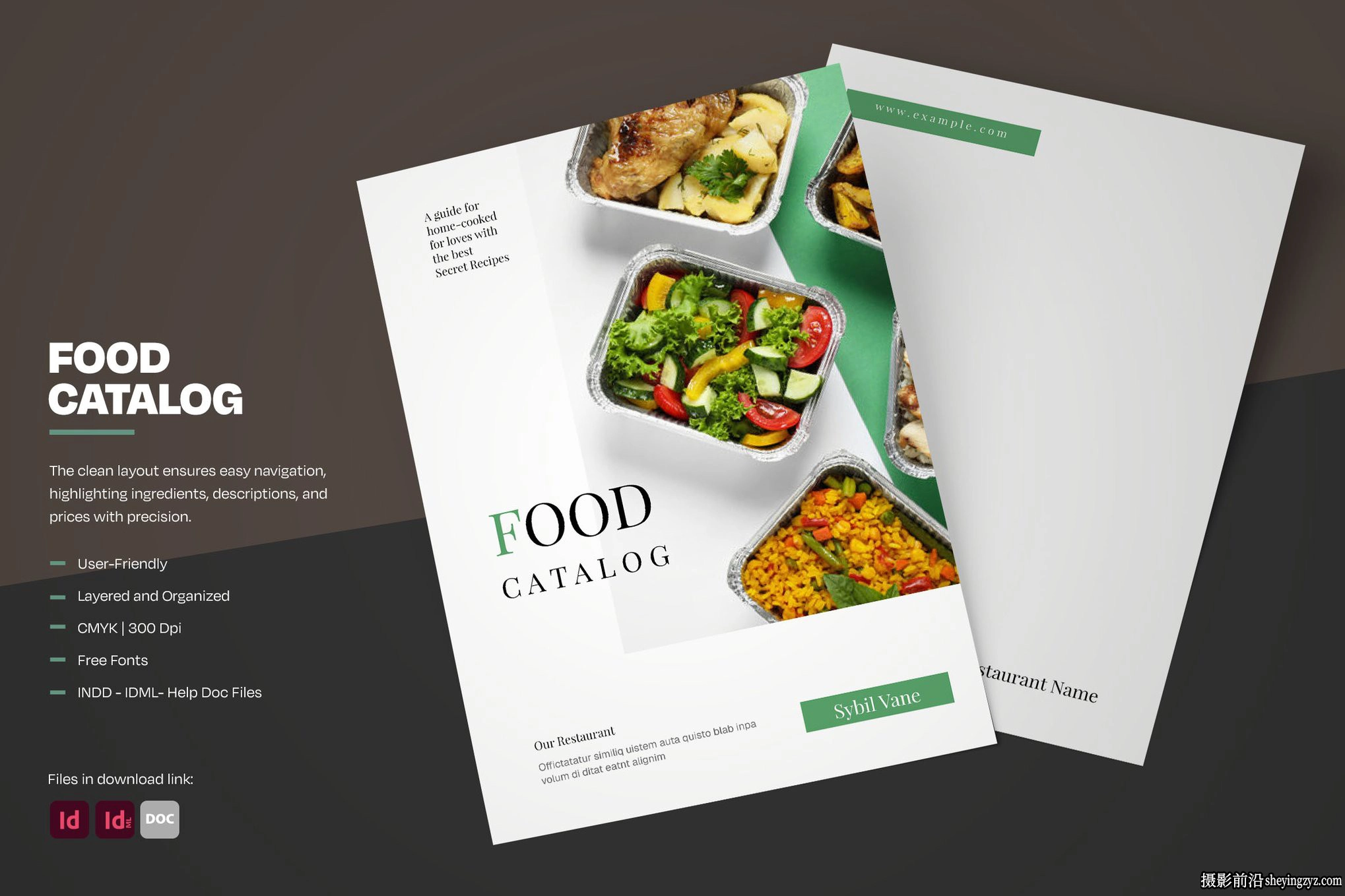 整洁的食品美食目录布局InDesign模板