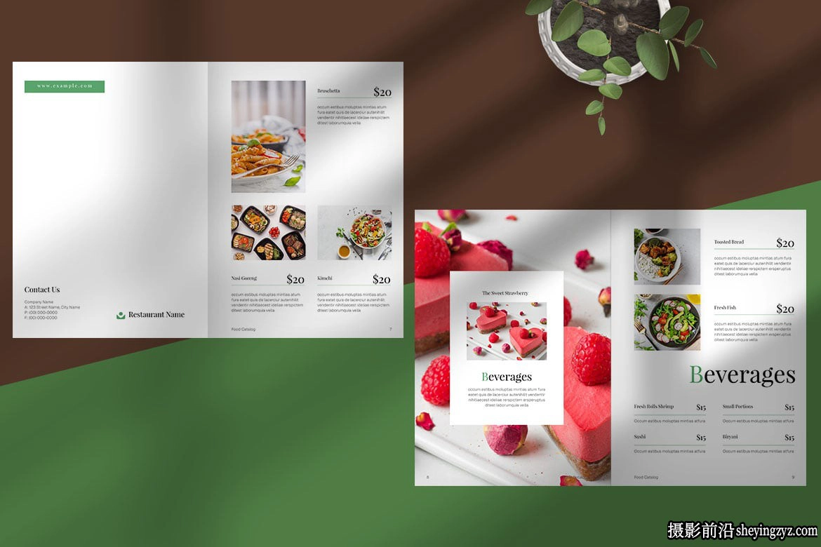 整洁的食品美食目录布局InDesign模板