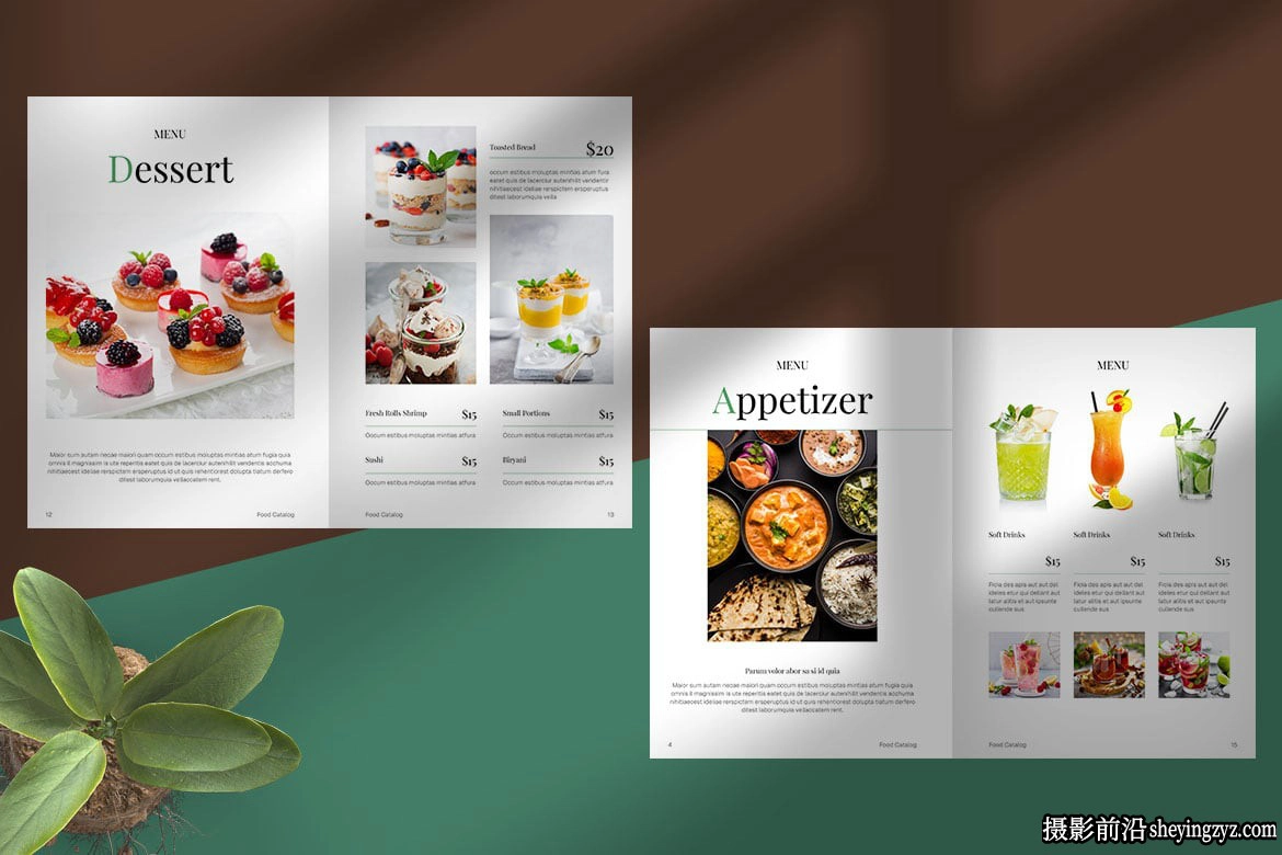 整洁的食品美食目录布局InDesign模板