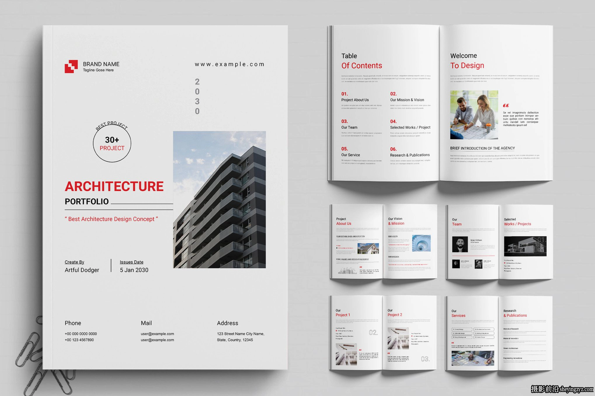 建筑师设计师架构组合布局InDesign模板