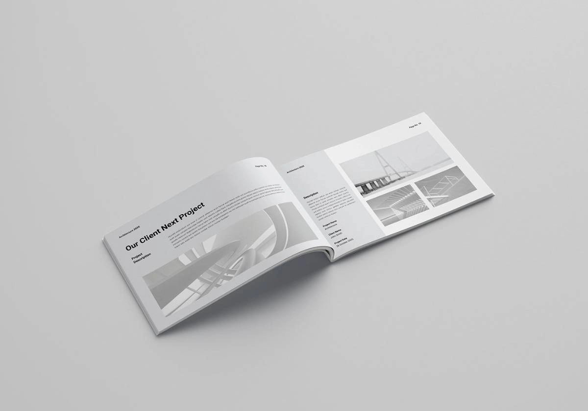建筑设计组合横版排版布局InDesign模板