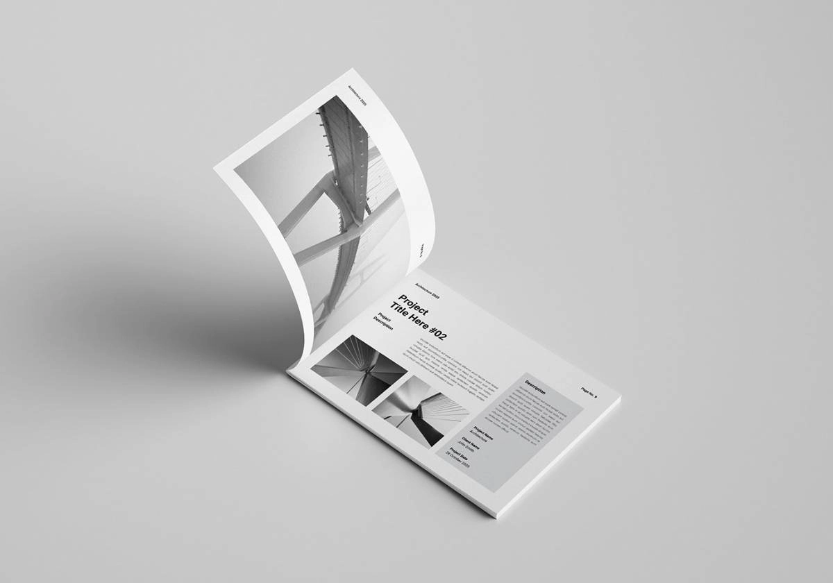 建筑设计组合横版排版布局InDesign模板