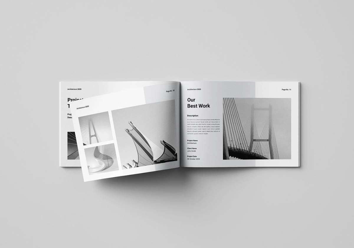 建筑设计组合横版排版布局InDesign模板