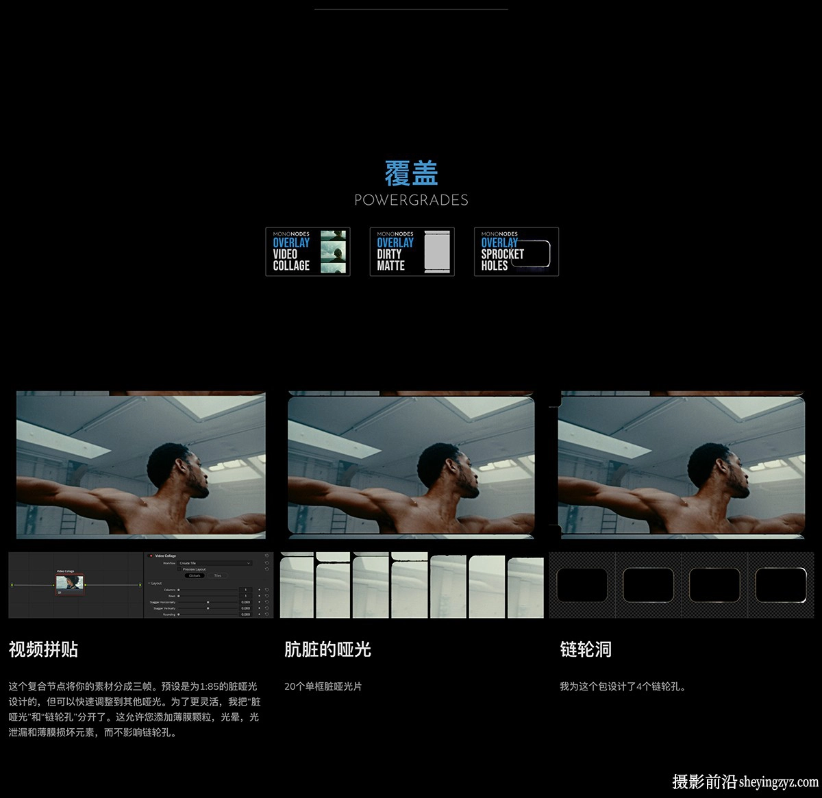 MonoNodes – FILM EMULATION电影仿真叠加纹理PowerGrade,LUT预设