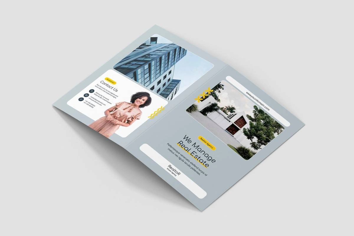 房地产经纪人手册双折页InDesign模板