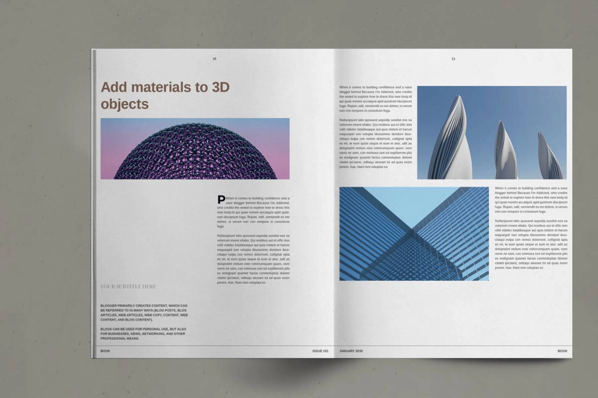 3D渲染组合相册手册InDesign模板