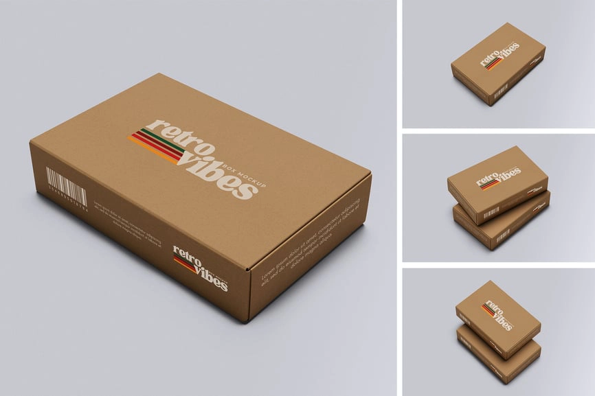 盒子样机模型,包装盒展示样机