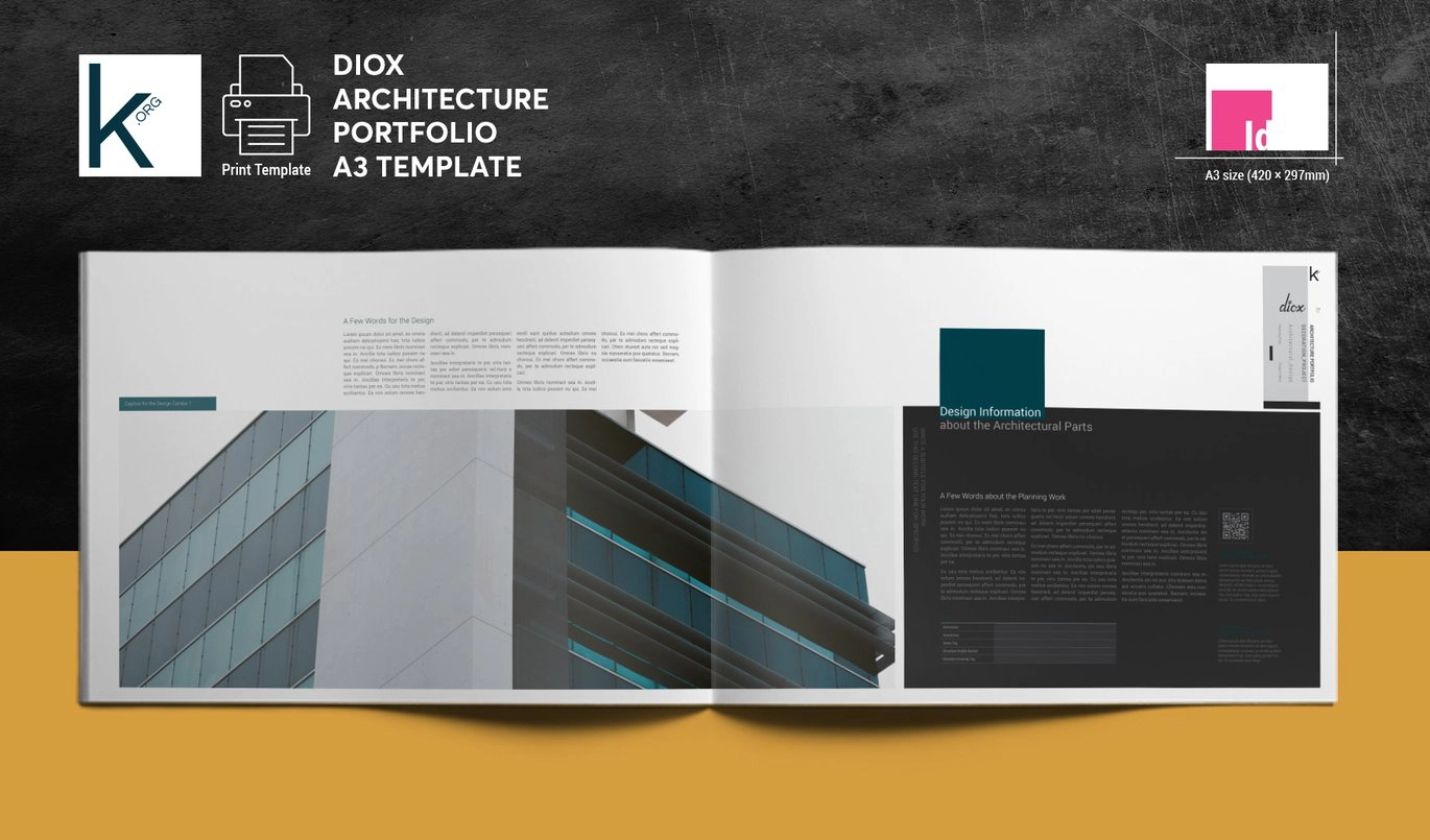 DiOX架构组合A3布局InDesign模板